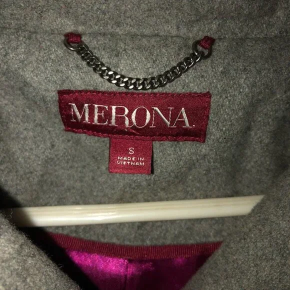 Merona Gray Pea Coat Timeless Elegance - Picture 2 of 5